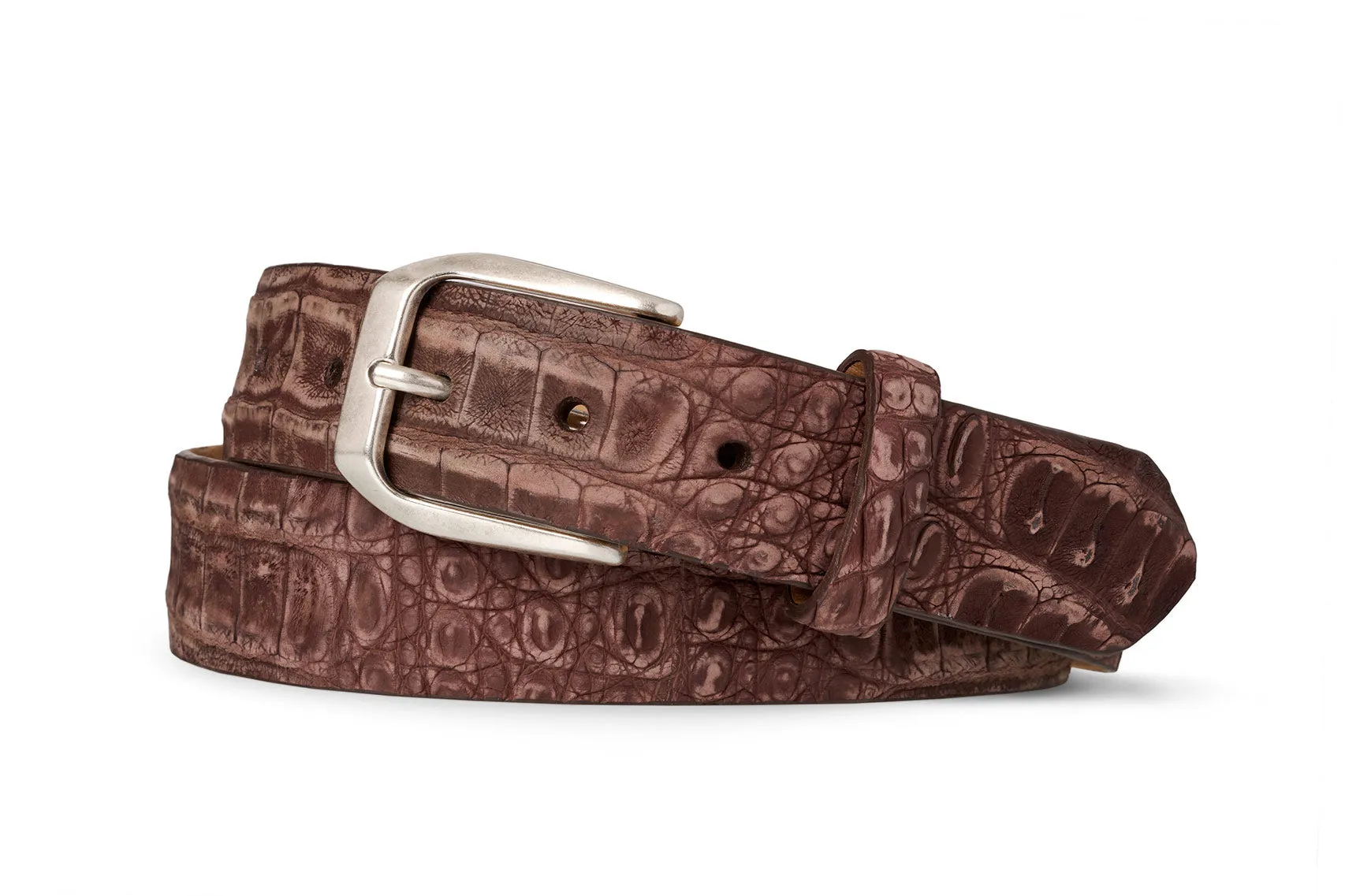 Nubuck Crocodile Belt with Antique Silver Buckle sold by W. Kleinberg product image thumbnail 3