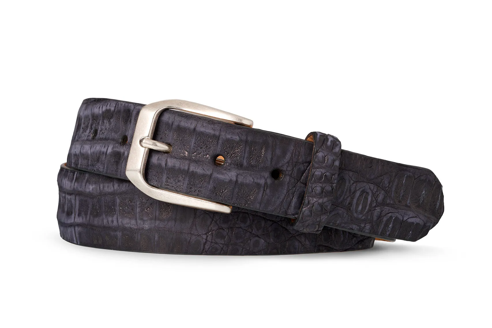 Nubuck Crocodile Belt with Antique Silver Buckle sold by W. Kleinberg product image thumbnail 2