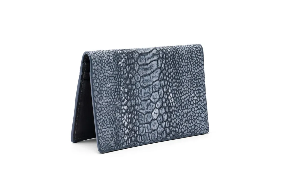 Washed Ostrich Leg Credit Card ID Case sold by W. Kleinberg