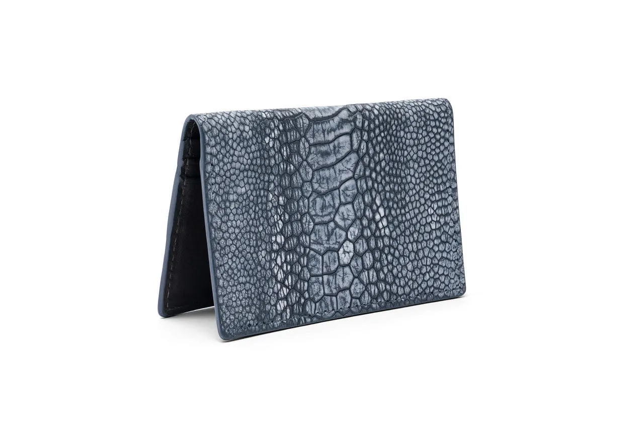 Washed Ostrich Leg Credit Card ID Case sold by W. Kleinberg