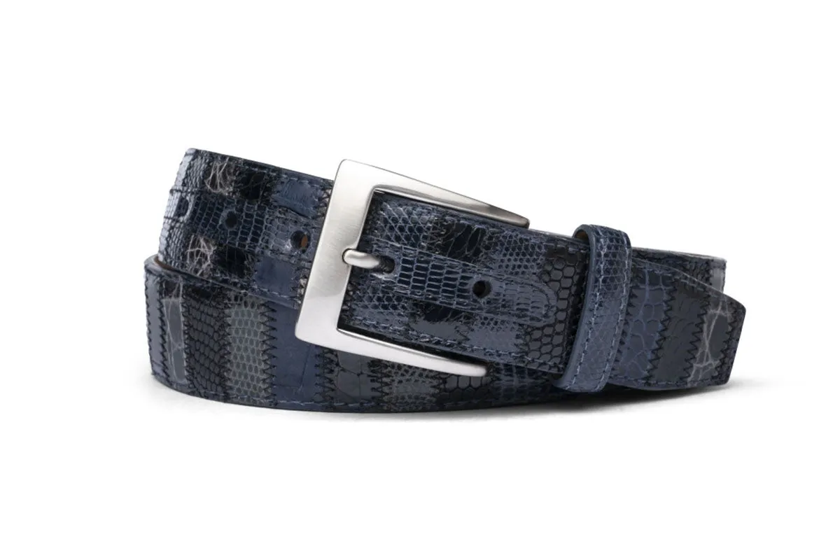 Alligator & Lizard Vertical Patchwork Belt with Nickel Buckle sold by W. Kleinberg product image thumbnail 2