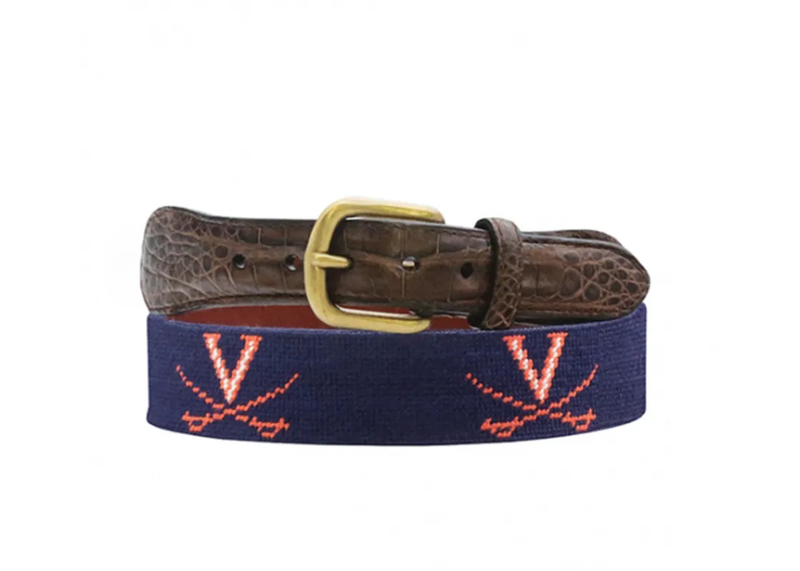 Smathers & Branson Virginia Croc Tab Needlepoint Belt sold by W. Kleinberg