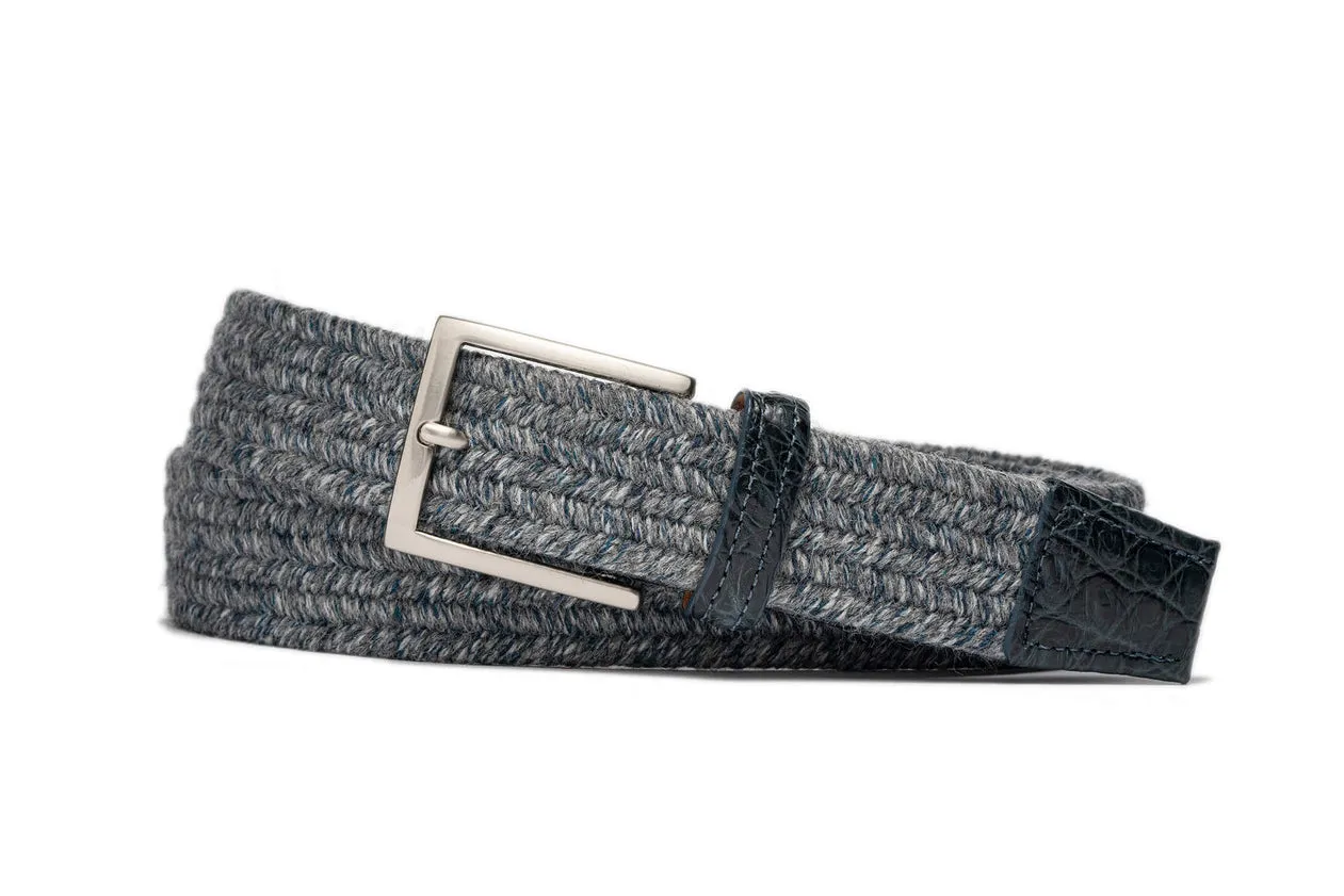 Earl Grey Stretch Belt with Croc Tabs and Brushed Nickel Buckle sold by W. Kleinberg