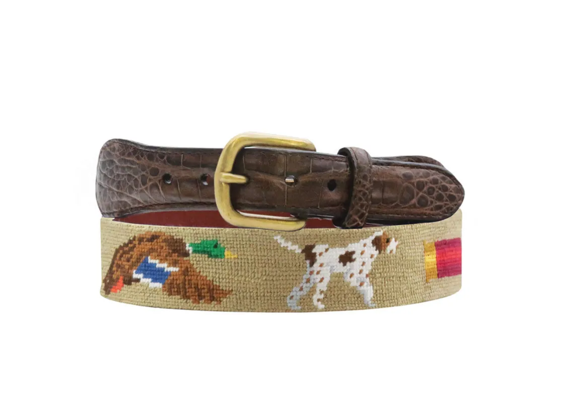 Smathers & Branson Southern Sportsman Croc Tab Needlepoint Belt sold by W. Kleinberg