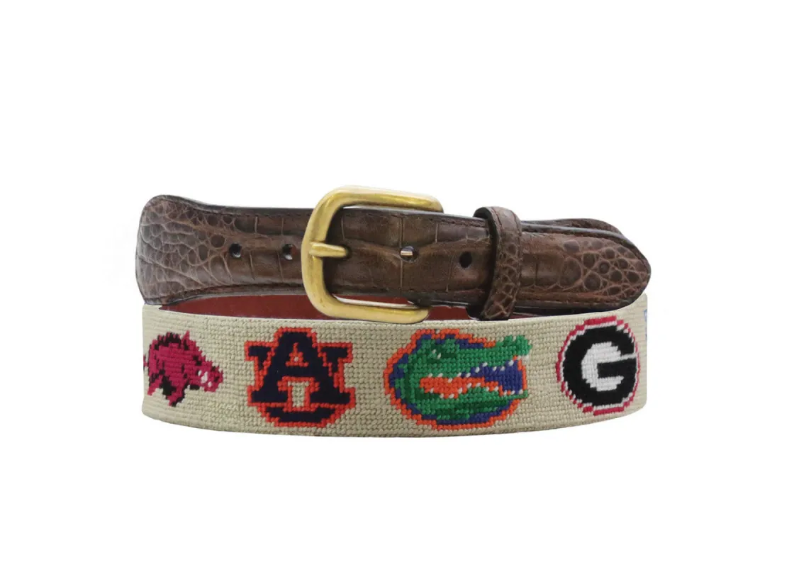 Smathers & Branson SEC Croc Tab Needlepoint Belt sold by W. Kleinberg