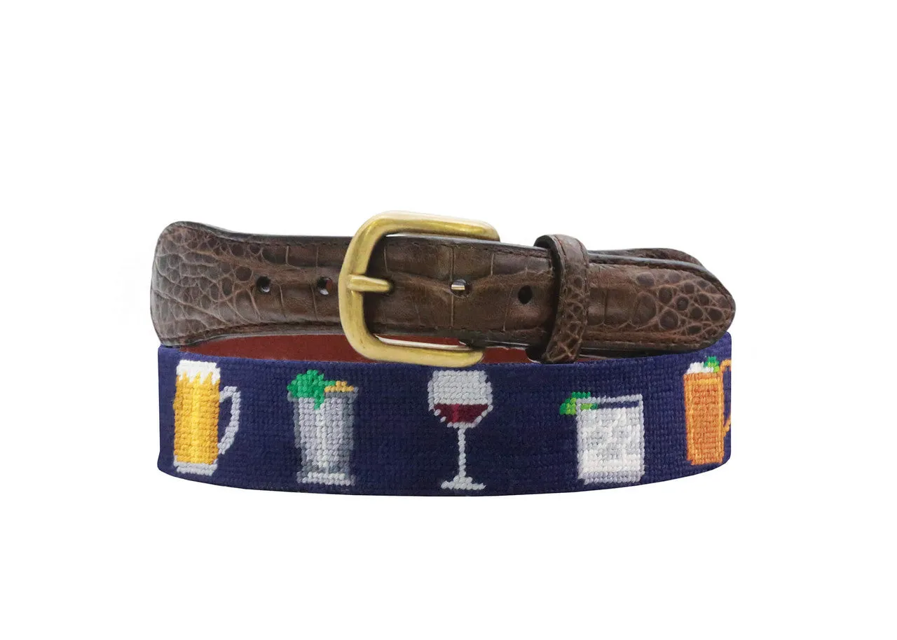 Smathers & Branson Gentleman's Drinks Croc Tabs Needlepoint Belts sold by W. Kleinberg
