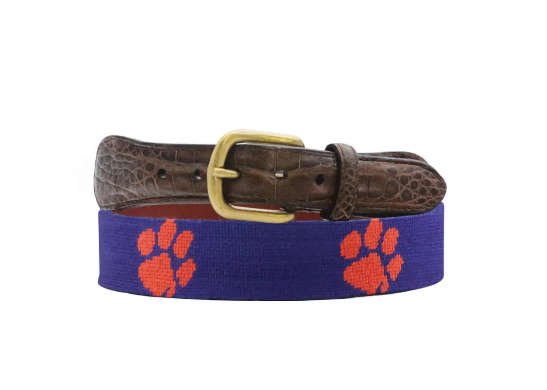 Smathers & Branson Clemson Croc Tab Needlepoint Belt sold by W. Kleinberg