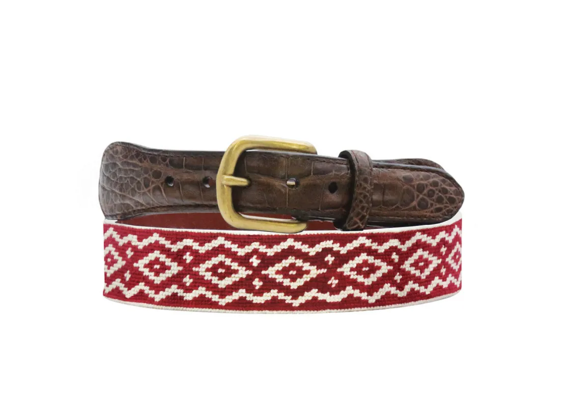 Smathers & Branson Andes Gaucho Croc Tab Needlepoint Belt sold by W. Kleinberg