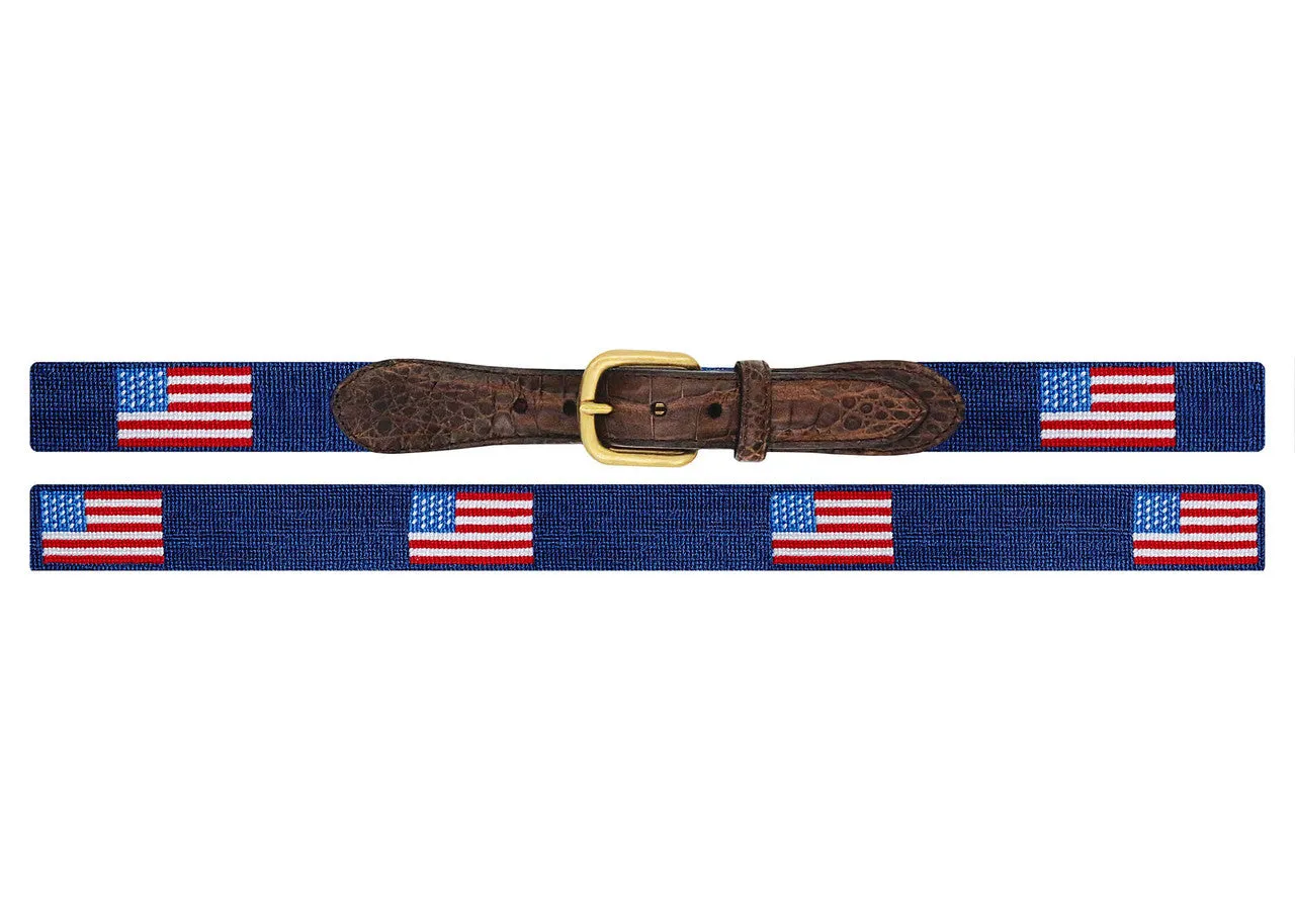 Smathers & Branson American Flag Croc Tab Needlepoint Belt sold by W. Kleinberg product image thumbnail 2