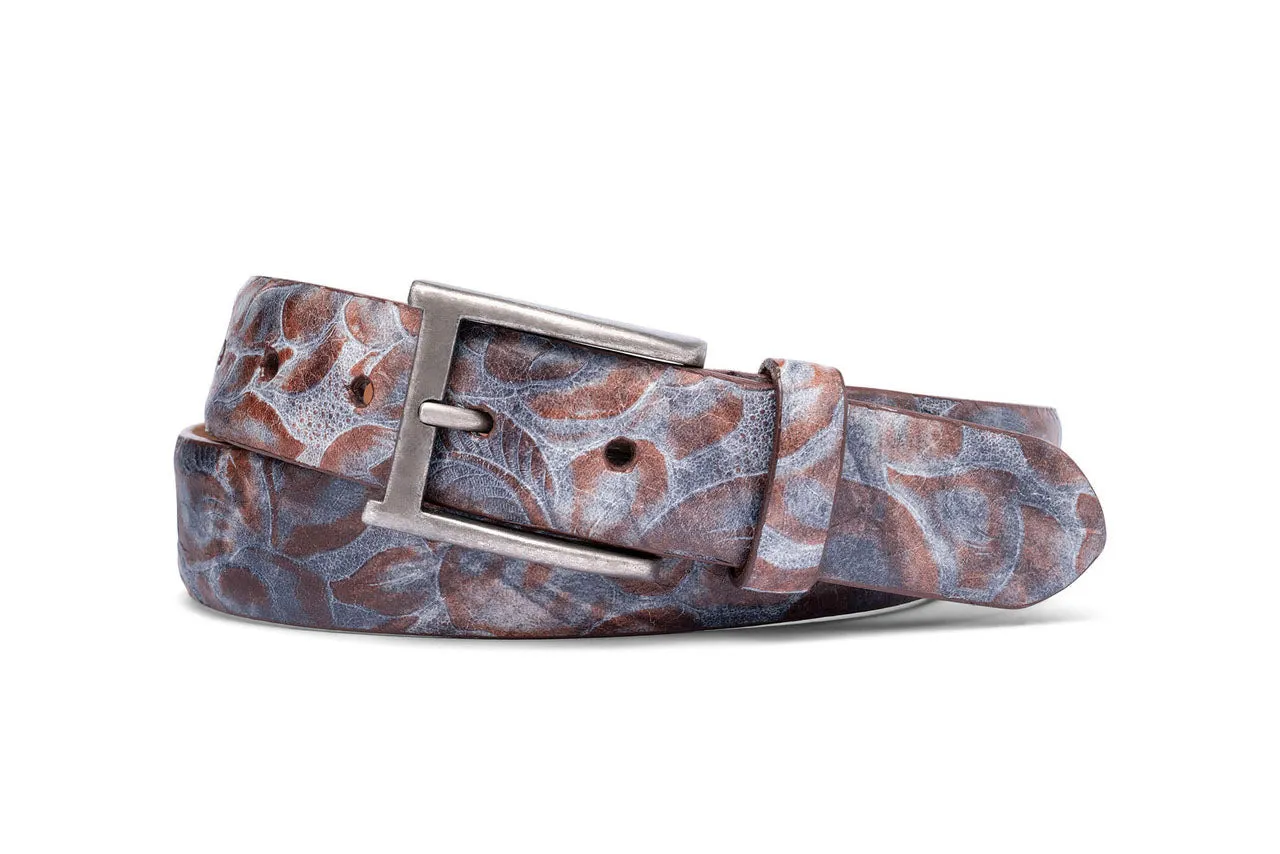 Two-Tone Tooled Calf Belt with Antique Buckle sold by W. Kleinberg