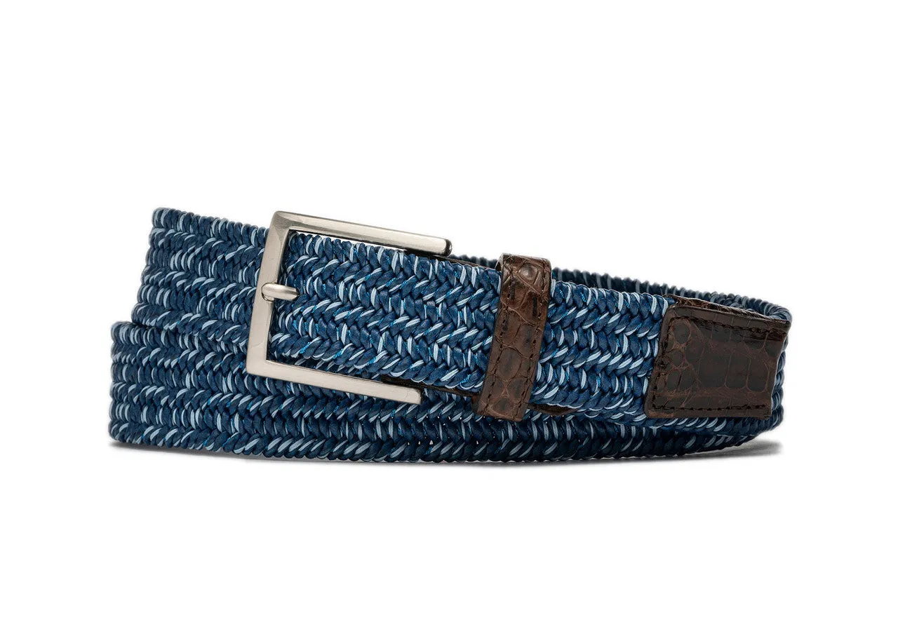 Glacier Stretch Belt with Croc Tabs and Brushed Nickel Buckle sold by W. Kleinberg