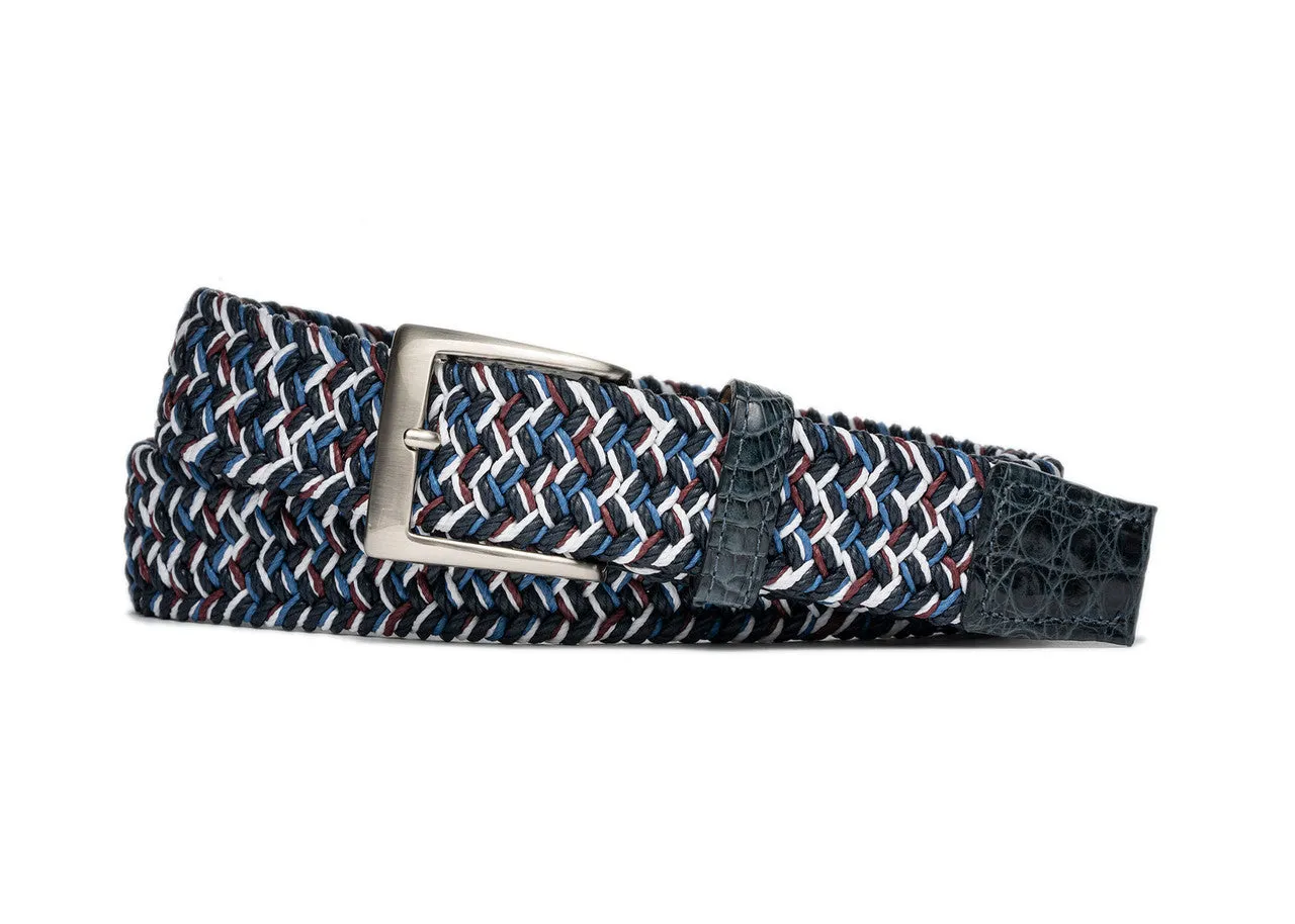 Marine Stretch Belt with Croc Tabs and Brushed Nickel Buckle sold by W. Kleinberg