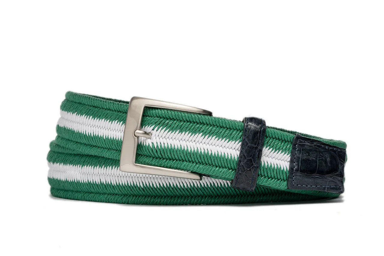 Birdie Stretch Belt with Croc Tabs and Brushed Nickel Buckle sold by W. Kleinberg