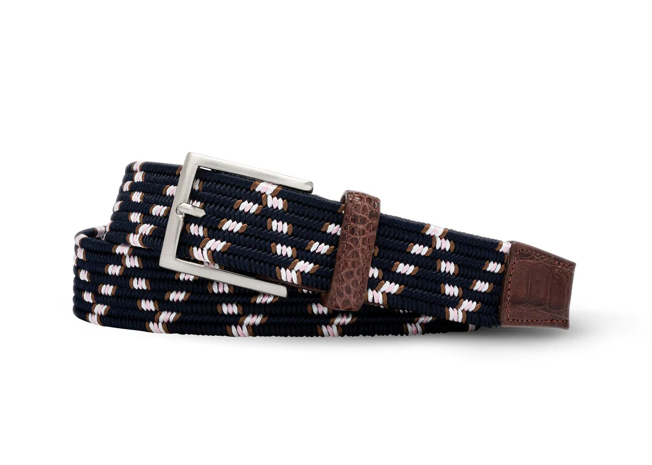 Hartford Stretch Belt with Croc Tabs and Brushed Nickel Buckle sold by W. Kleinberg