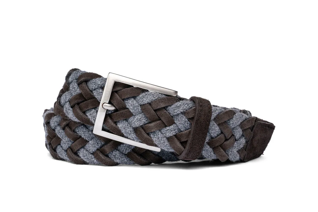 Ash Woven Belt with Croc Tabs and Brushed Nickel Buckle sold by W. Kleinberg