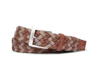 Rust Woven Belt with Croc Tabs and Brushed Nickel Buckle sold by W. Kleinberg