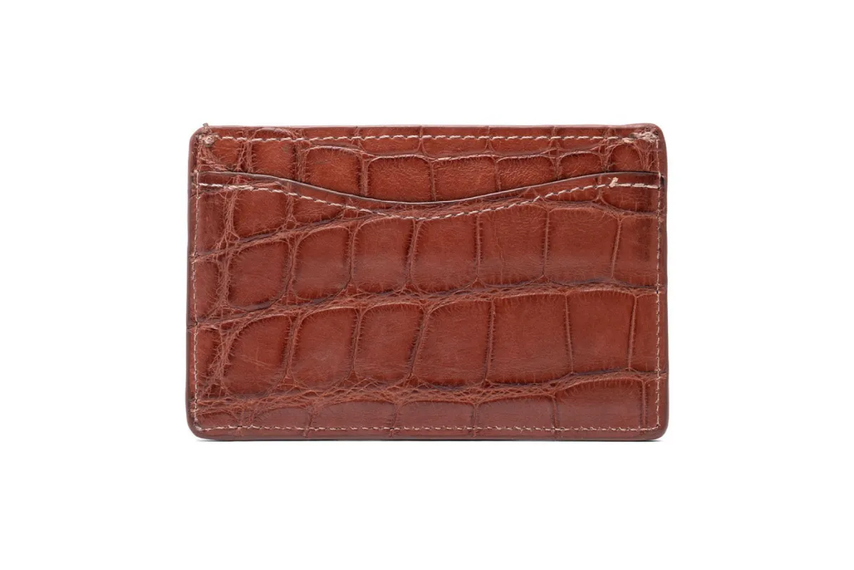Matte Alligator Flat Card Case sold by W. Kleinberg