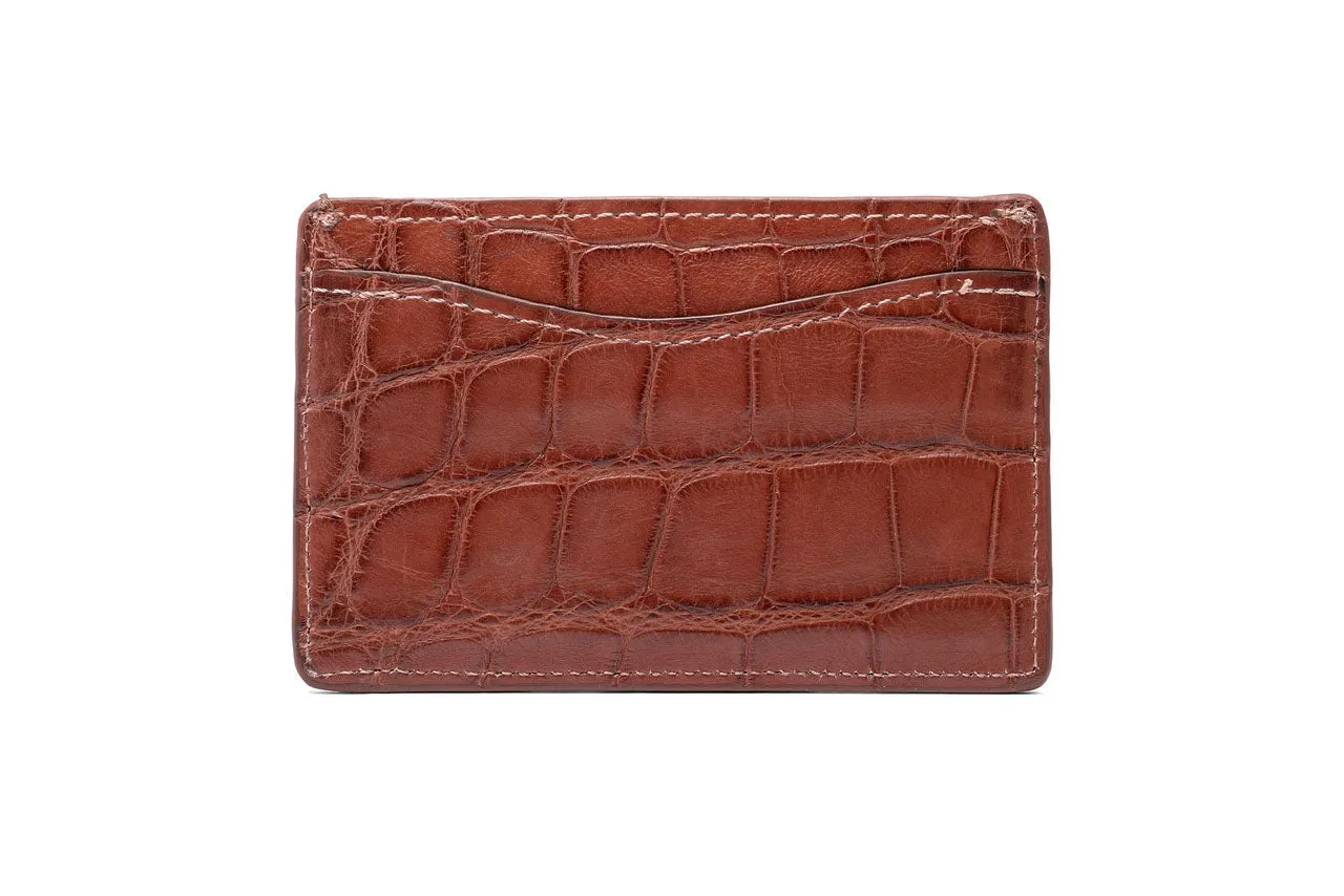 Matte Alligator Flat Card Case sold by W. Kleinberg