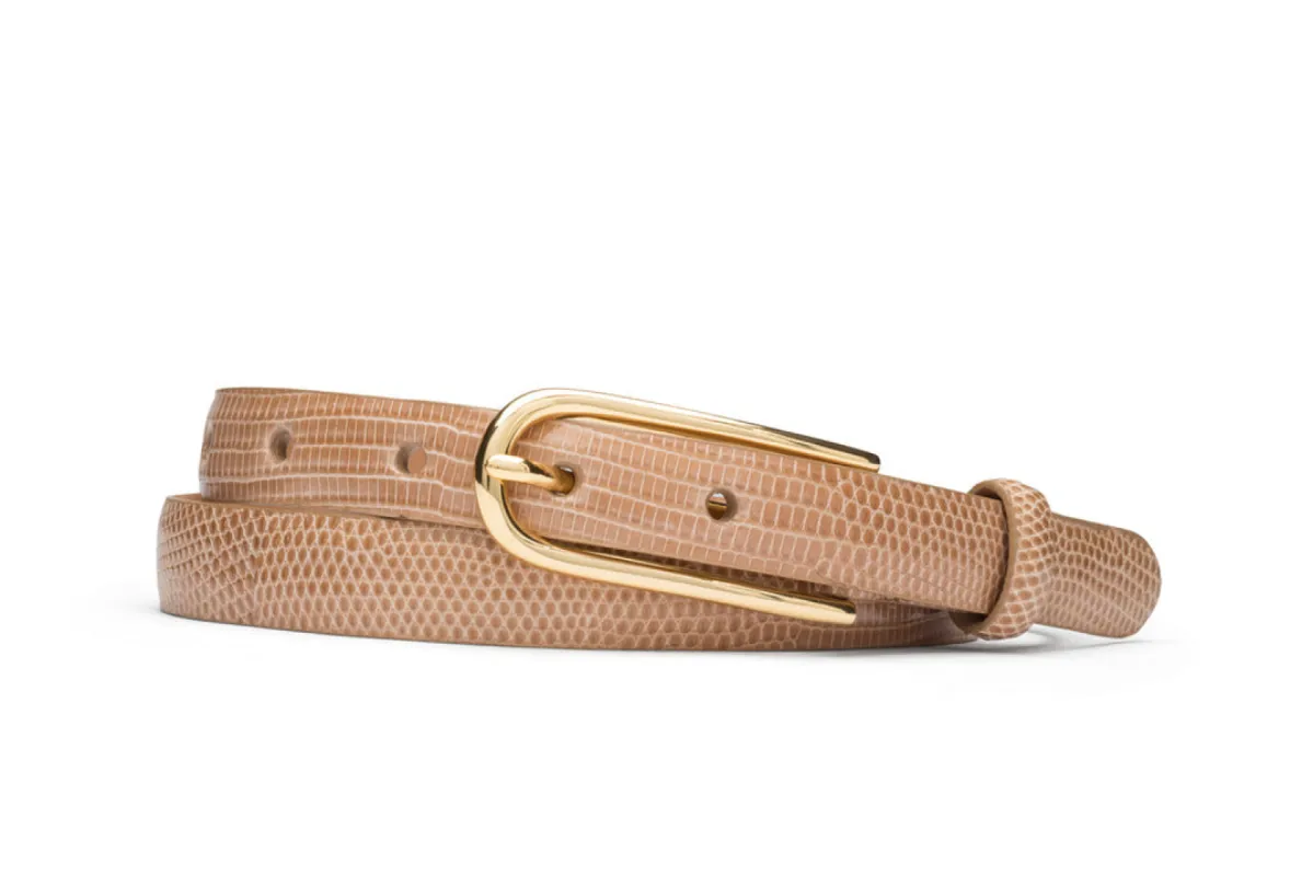 Skinny Lizard Belt with Gold Buckle sold by W. Kleinberg