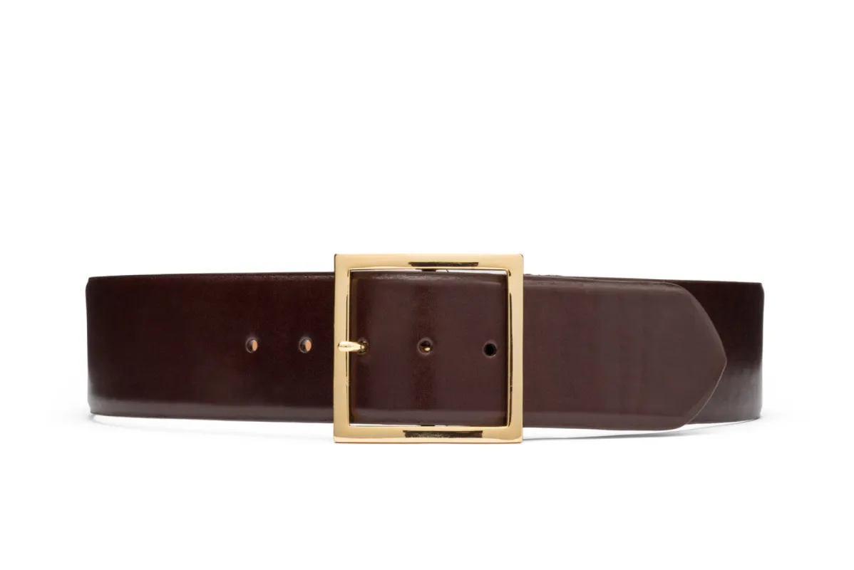 Glazed Calf Belt with Gold Buckle sold by W. Kleinberg