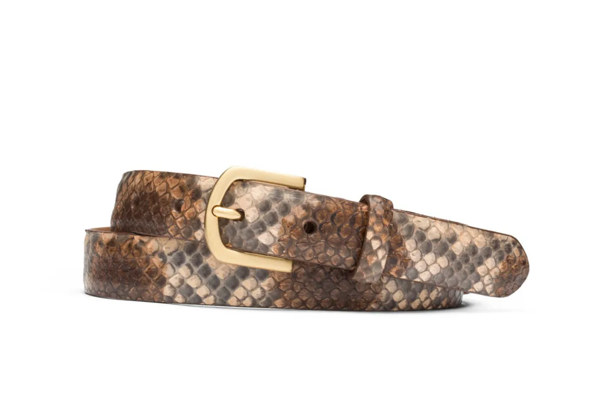 Skinny Python Belt with Brushed Gold Buckle sold by W. Kleinberg