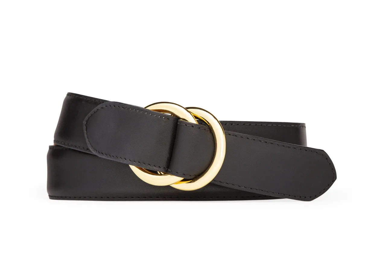Semi-Matte Calf Belt with Gold O-Ring Buckles sold by W. Kleinberg product image thumbnail 2