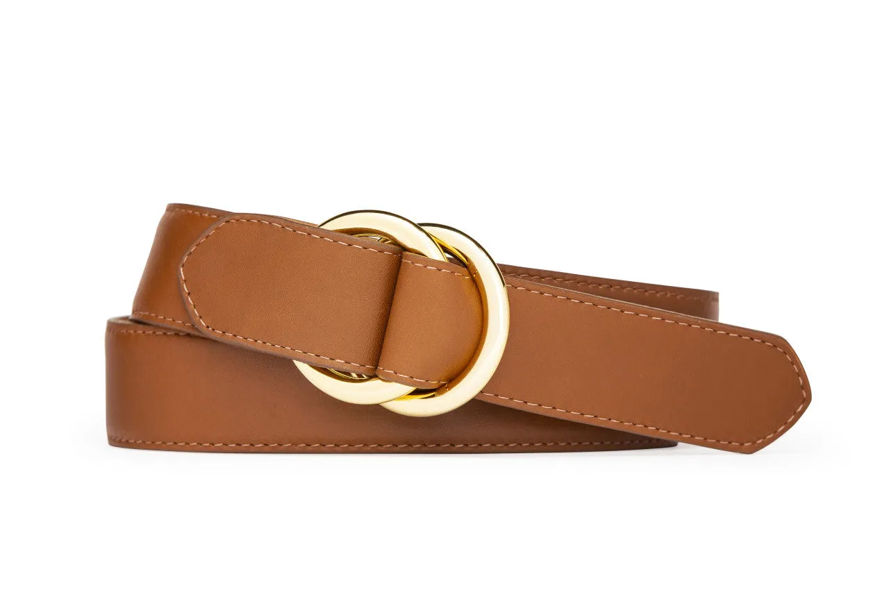 Semi-Matte Calf Belt with Gold O-Ring Buckles sold by W. Kleinberg