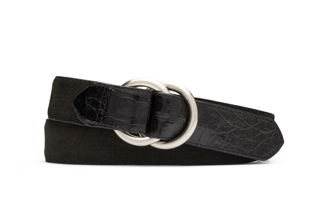 Suede and Caiman Crocodile Belt with O-ring Buckles sold by W. Kleinberg product image thumbnail 3