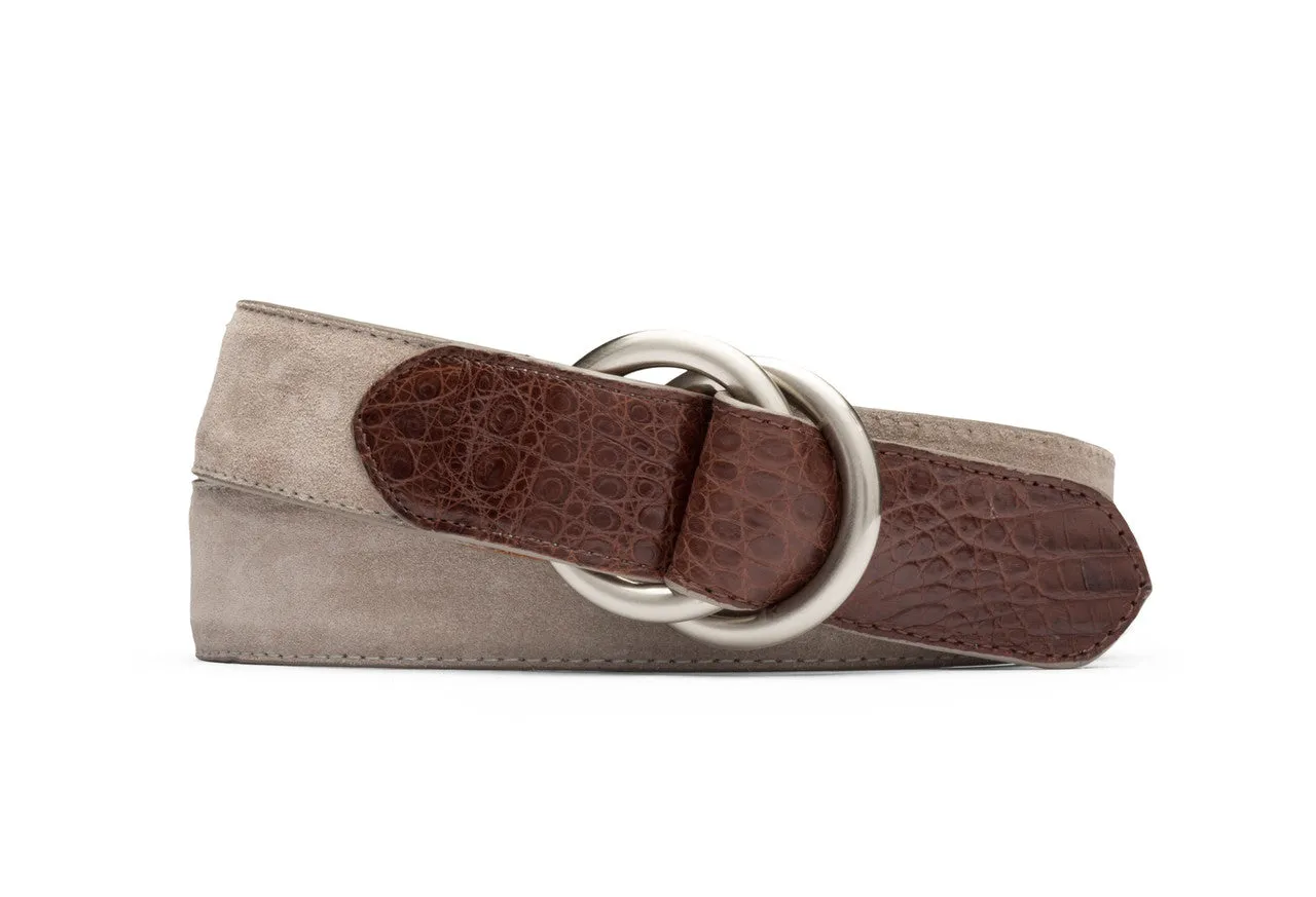 Suede and Caiman Crocodile Belt with O-ring Buckles sold by W. Kleinberg product image thumbnail 5