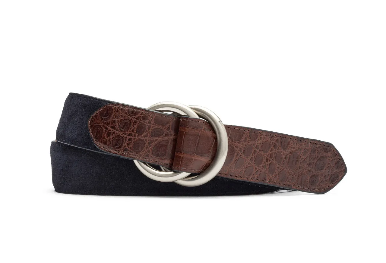 Suede and Caiman Crocodile Belt with O-ring Buckles sold by W. Kleinberg product image thumbnail 4