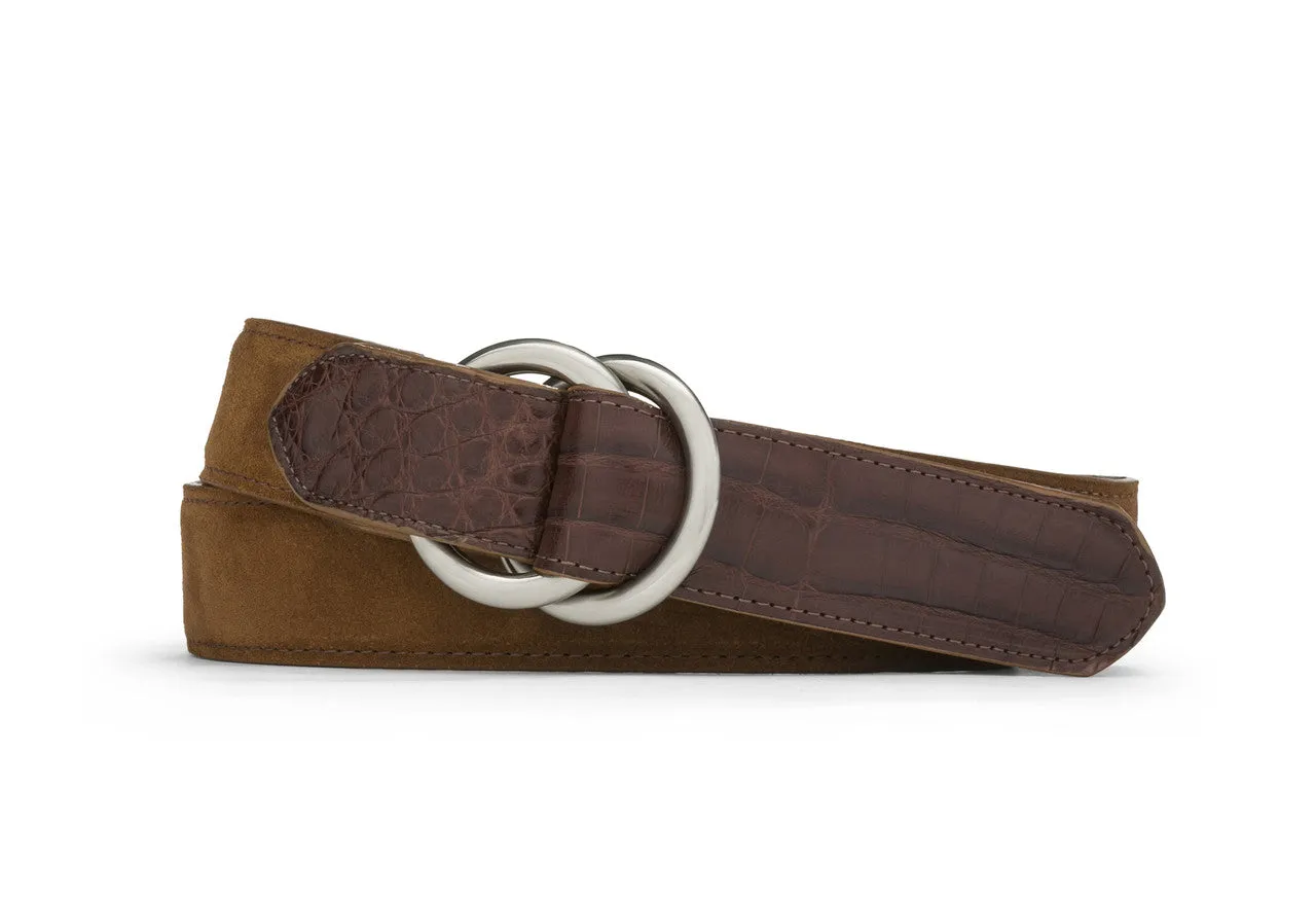 Suede and Caiman Crocodile Belt with O-ring Buckles sold by W. Kleinberg product image thumbnail 2