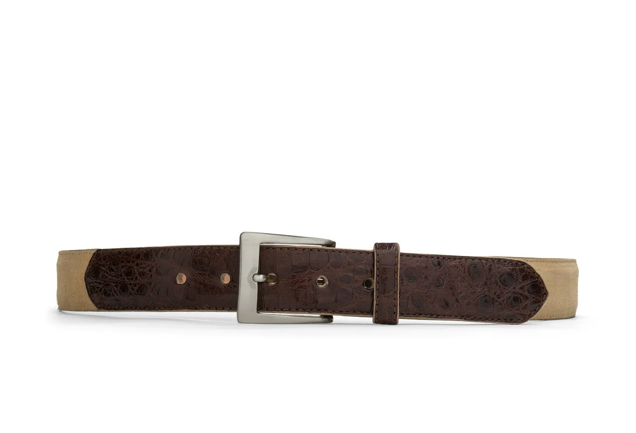 Suede and Caiman Crocodile Belt with Nickel Buckle sold by W. Kleinberg product image thumbnail 2