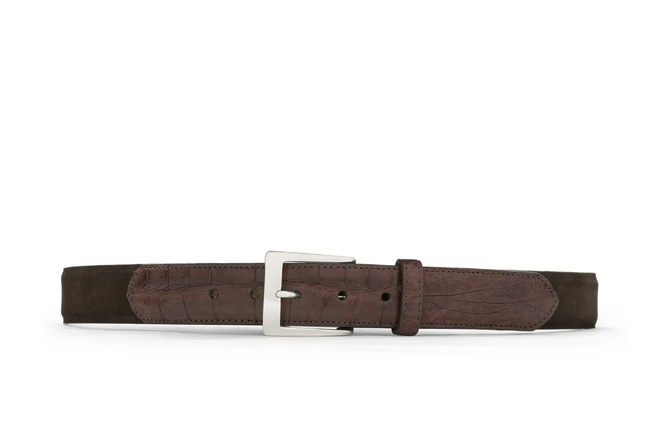 Suede and Caiman Crocodile Belt with Nickel Buckle sold by W. Kleinberg product image thumbnail 4