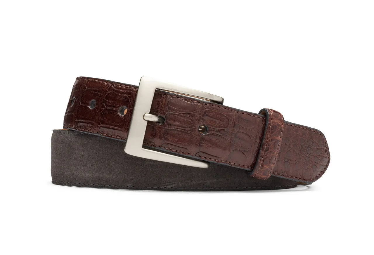 Suede and Caiman Crocodile Belt with Nickel Buckle sold by W. Kleinberg product image thumbnail 3