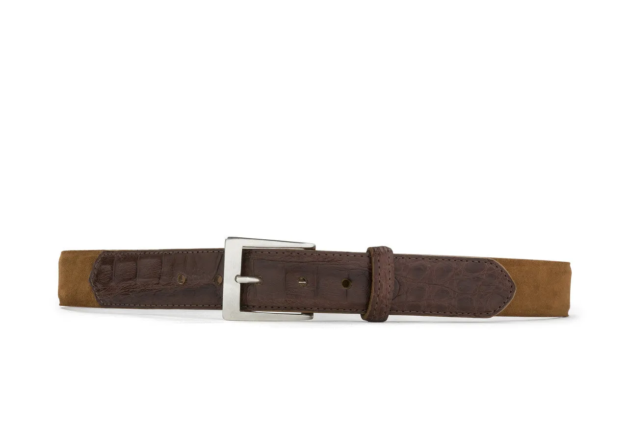 Suede and Caiman Crocodile Belt with Nickel Buckle sold by W. Kleinberg product image thumbnail 5