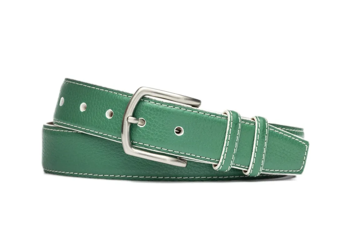 Contrast Pebbled Calf Belt with Nickel Buckle sold by W. Kleinberg