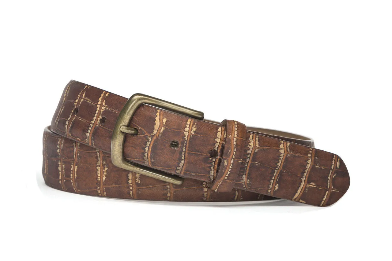Distressed Congo Calf Belt with Brass Buckle sold by W. Kleinberg
