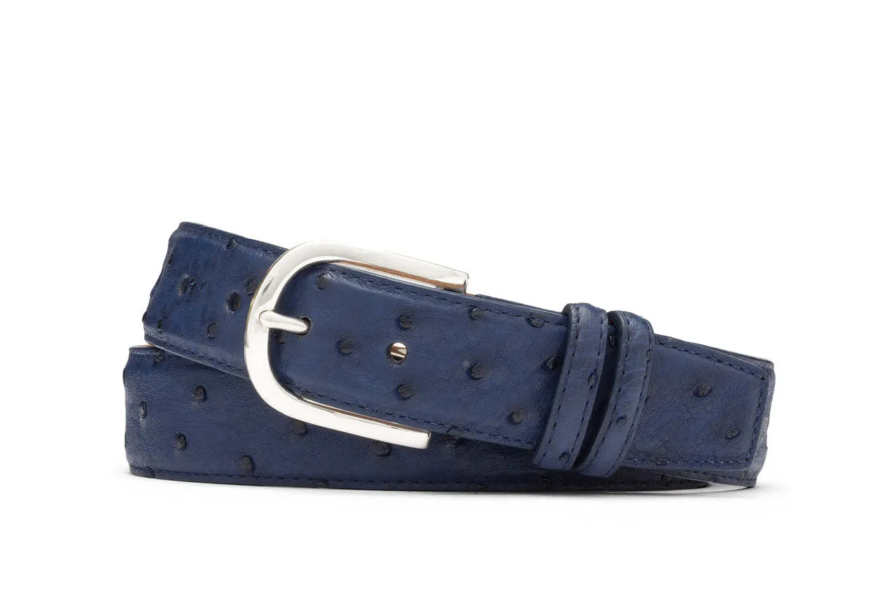 Quilled Ostrich Belt with Brushed Nickel Buckle sold by W. Kleinberg product image thumbnail 2