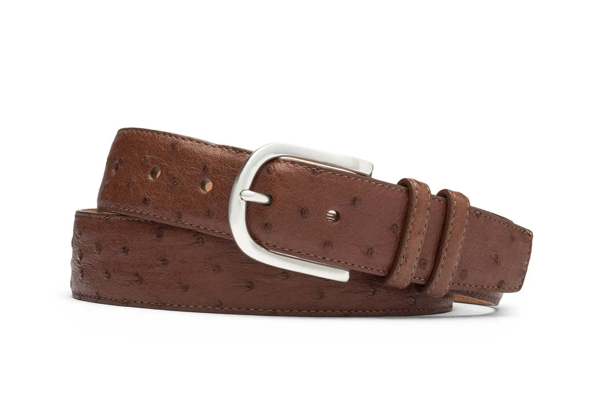 Quilled Ostrich Belt with Brushed Nickel Buckle sold by W. Kleinberg