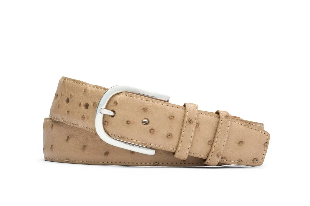 Quilled Ostrich Belt with Brushed Nickel Buckle sold by W. Kleinberg product image thumbnail 3