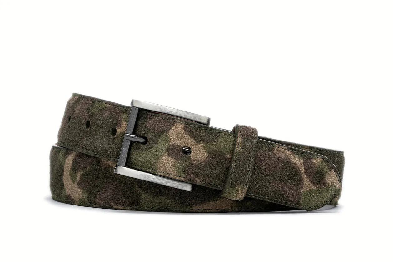 Sueded Camo Belt with Gunmetal Buckle sold by W. Kleinberg product image thumbnail 3
