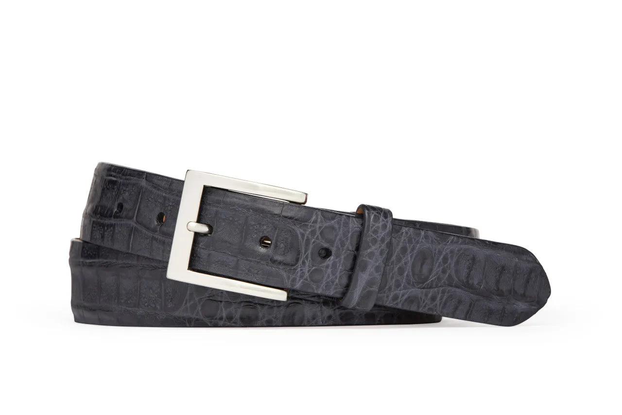 Caiman Crocodile Belt with Brushed Nickel Buckle sold by W. Kleinberg product image thumbnail 2