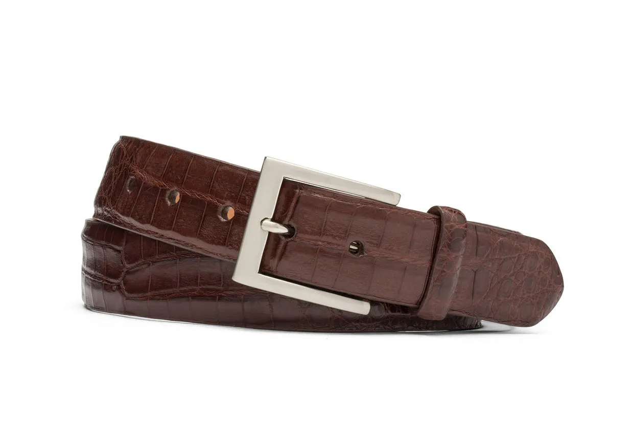 Caiman Crocodile Belt with Brushed Nickel Buckle sold by W. Kleinberg product image thumbnail 3