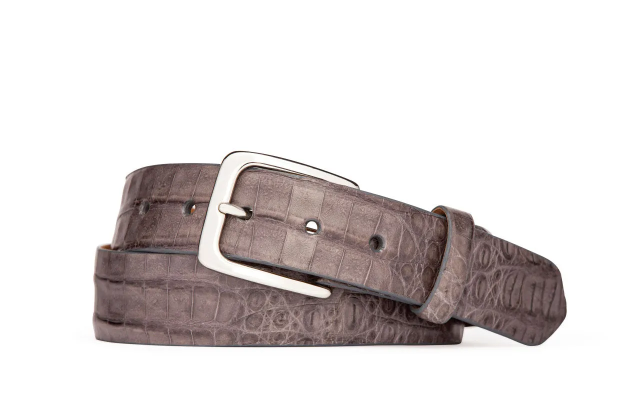 Caiman Crocodile Belt with Nickel Buckle sold by W. Kleinberg product image thumbnail 3
