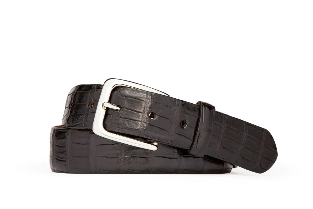 Caiman Crocodile Belt with Nickel Buckle sold by W. Kleinberg