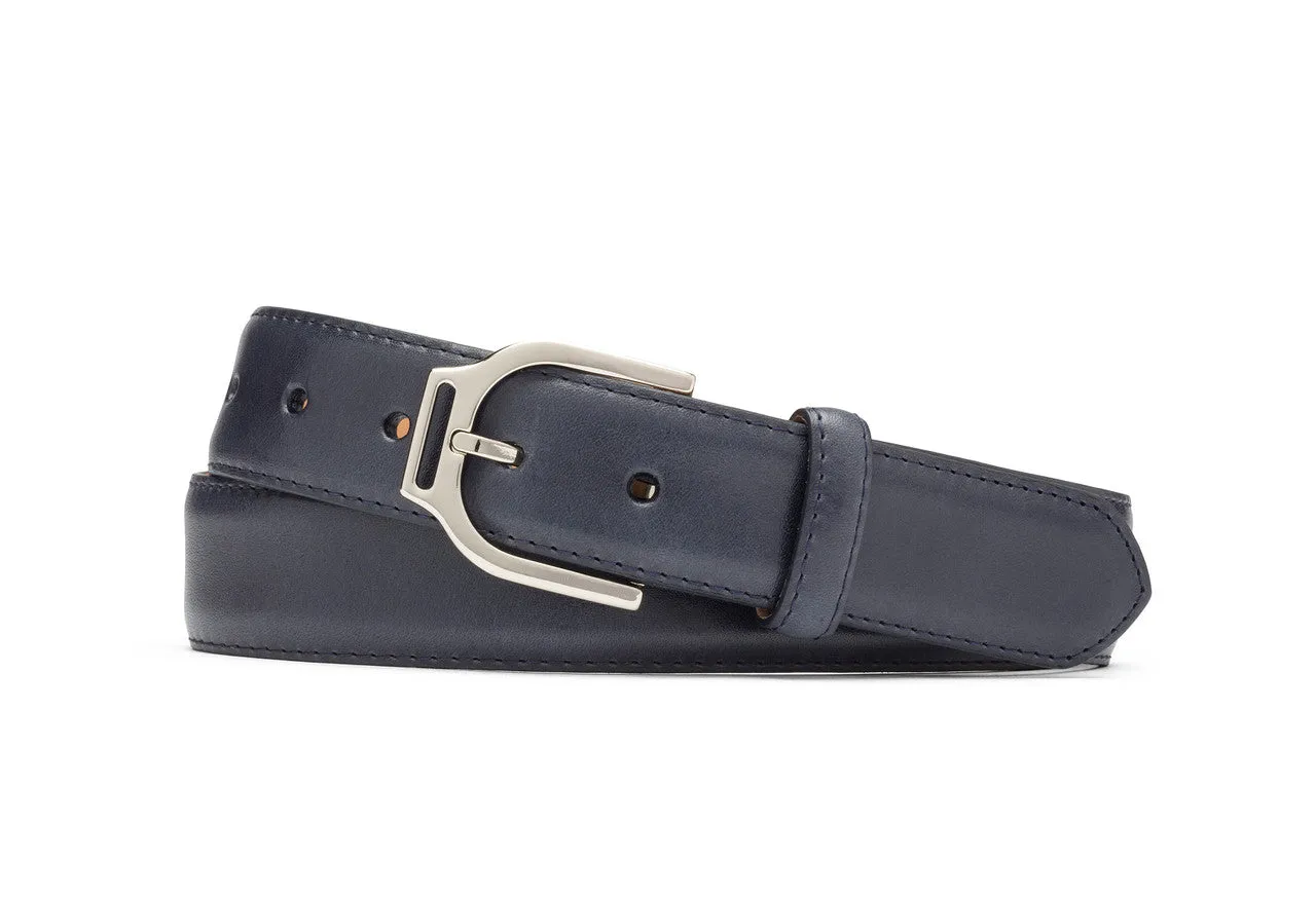 Glazed Calf Belt with Nickel Stirrup Buckle sold by W. Kleinberg product image thumbnail 4