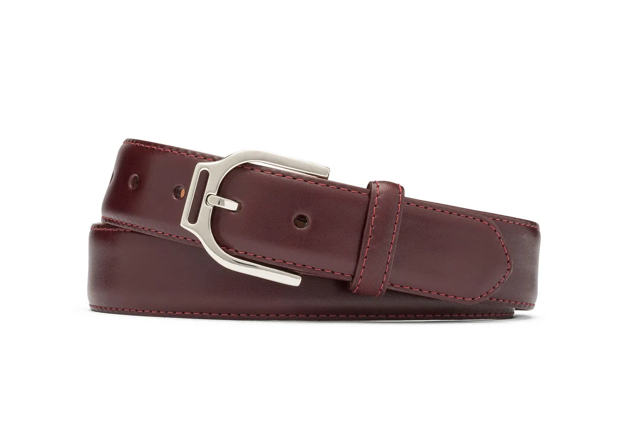 Glazed Calf Belt with Nickel Stirrup Buckle sold by W. Kleinberg