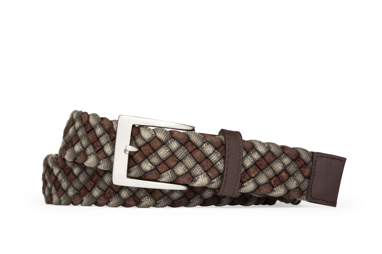 Leather-and-Cloth Braid Belt with Brushed Nickel Buckle sold by W. Kleinberg product image thumbnail 3