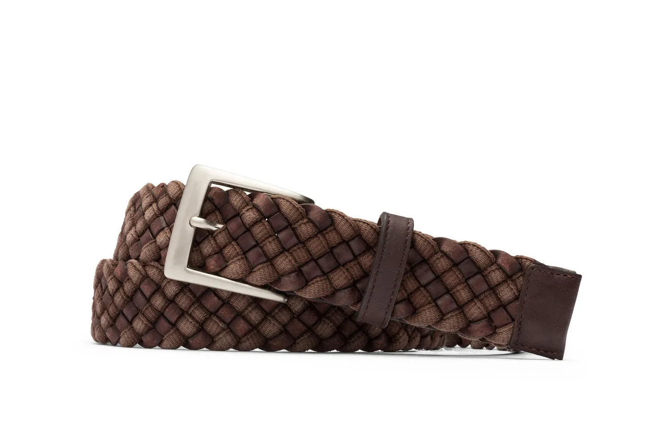 Leather-and-Cloth Braid Belt with Brushed Nickel Buckle sold by W. Kleinberg