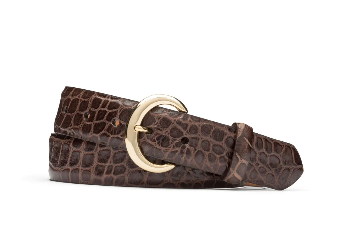 Embossed Crocodile Belt with Gold Buckle sold by W. Kleinberg